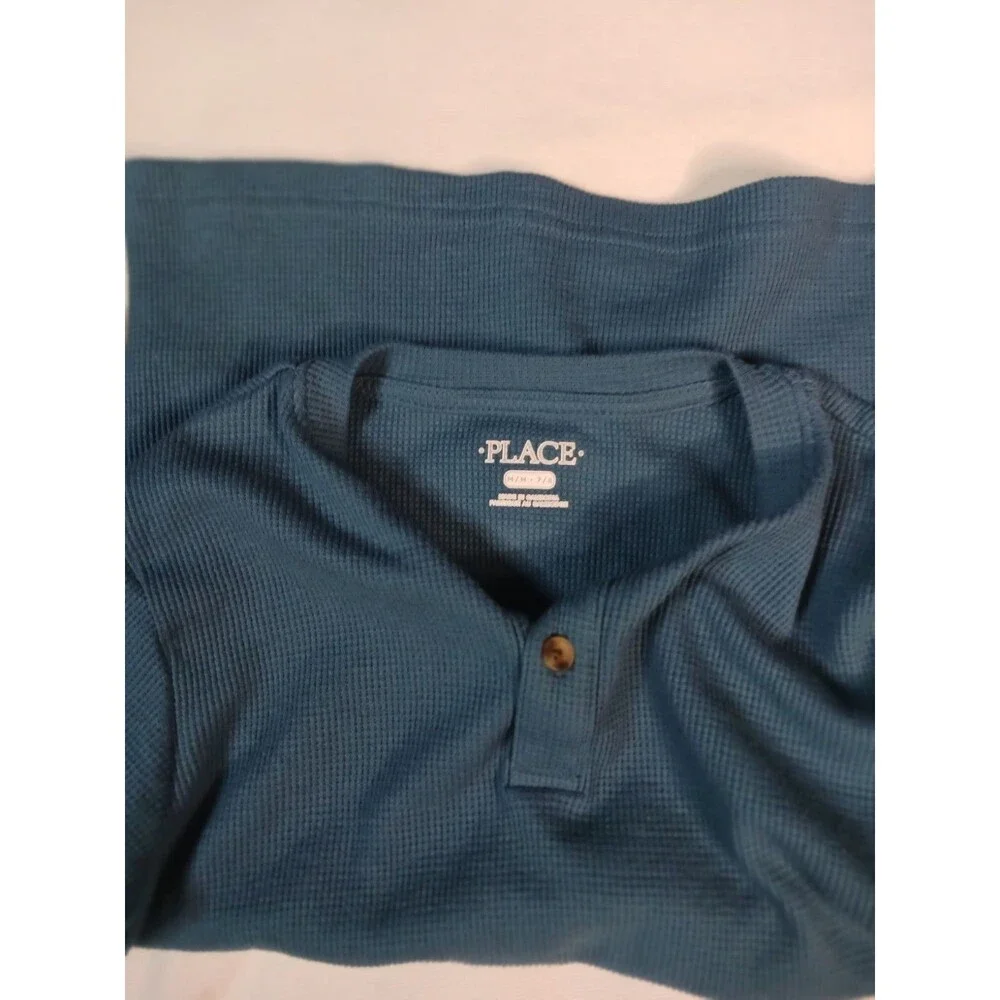 The Children's Place Boy's Thermal Henley Top  Blue Size 7